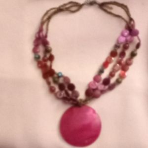 Choker type necklace red green and black